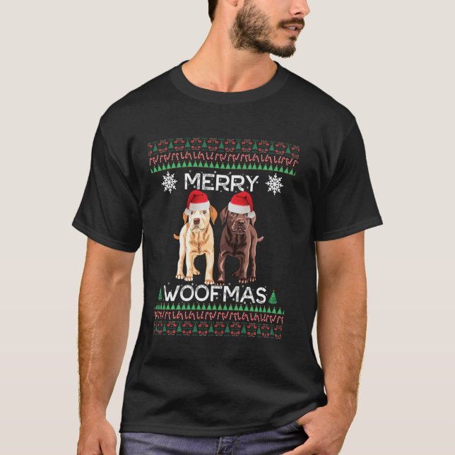 Labrador Christmas Ugly Yellow Lab Chocolate Labra T-Shirt (Front)
