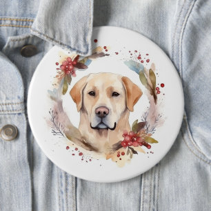 Labrador Christmas Wreath Festive Pup 6 Cm Round Badge
