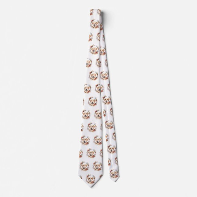 Labrador Christmas Wreath Festive Pup  Tie (Front)