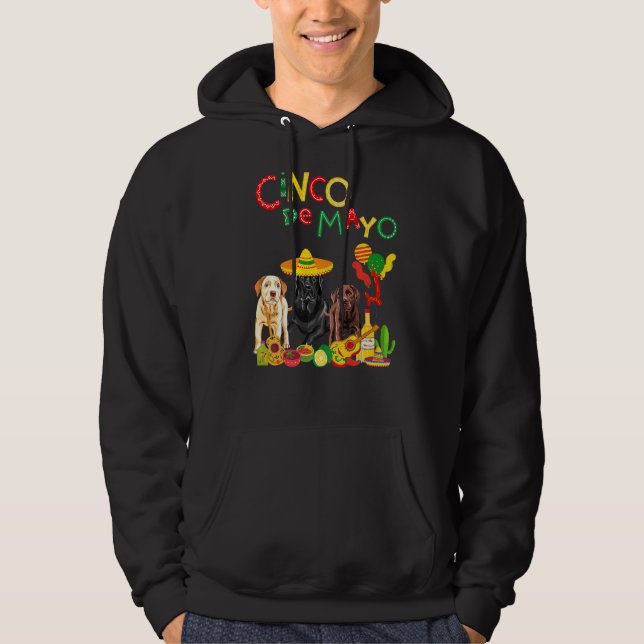 Labrador Cinco De Mayo Chocolate Black Lab Hoodie (Front)