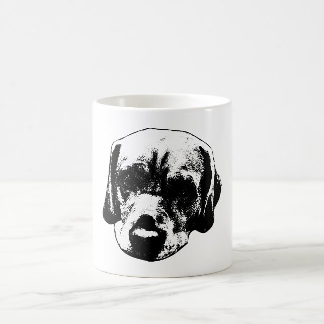 Labrador Close‑Up Black & White Art Mug (Center)