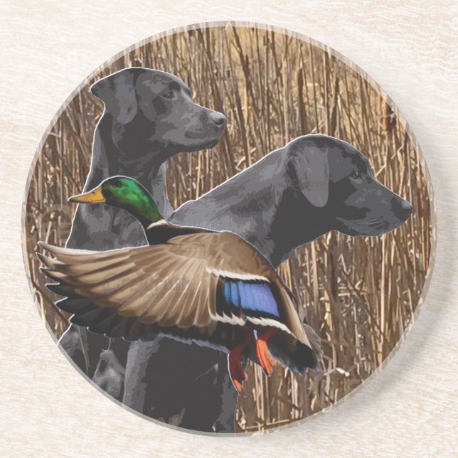 Labrador Coasters, Duck Hunting Stone Coaster (Front)
