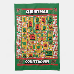 Labrador Countdown Christmas Advent Calendar Dog Tea Towel