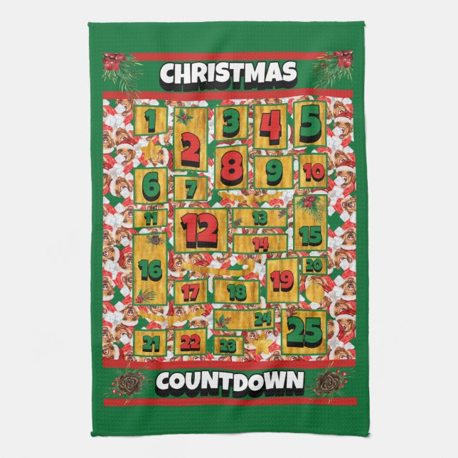 Labrador Countdown Christmas Advent Calendar Dog Tea Towel (Vertical)
