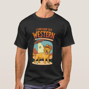 Labrador Cowboy UFO Funny Western Alien Dog T-Shirt