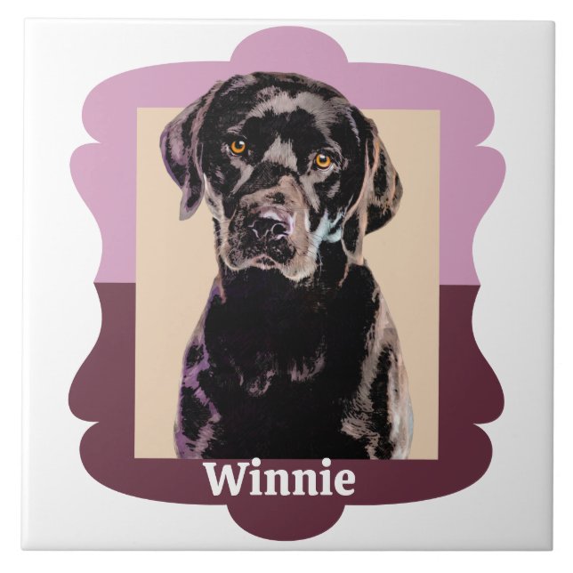 Labrador customised pattern photo frame ceramic tile (Front)