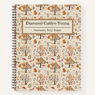 Labrador Cute Fall Autumn Pattern Monogram Notebook