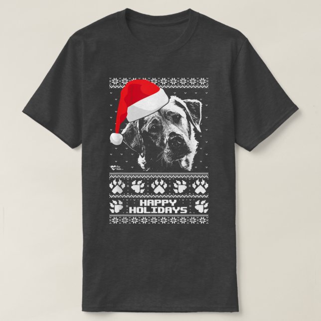 Labrador Cute Happy Holidays Christmas  T-Shirt (Design Front)