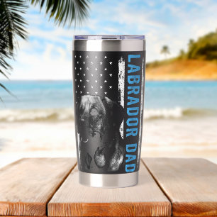 Labrador Dad Men Vintage American Flag Dog Dad Insulated Tumbler