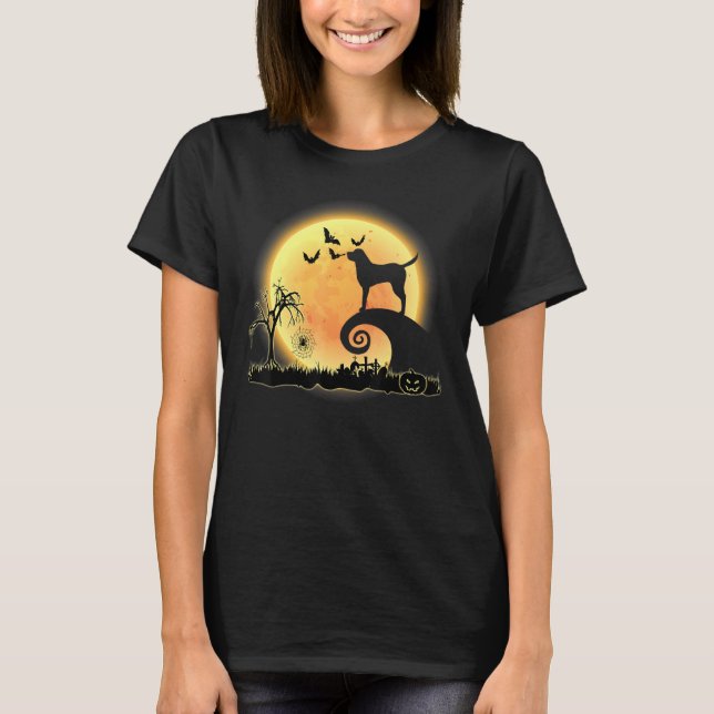 Labrador Dog And Moon  Scary Halloween Costume T-Shirt (Front)