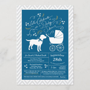 Labrador Dog Baby Shower Blue Boy Lab Invitation