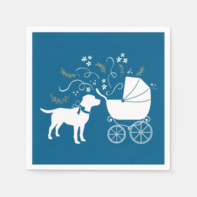 Labrador Dog Baby Shower Blue Boy Lab Napkin (Front)
