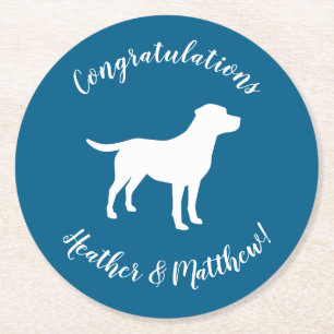 Labrador Dog Baby Shower Blue Boy Lab Round Paper Coaster