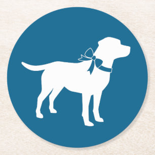 Labrador Dog Baby Shower Blue Boy Lab Round Paper Coaster