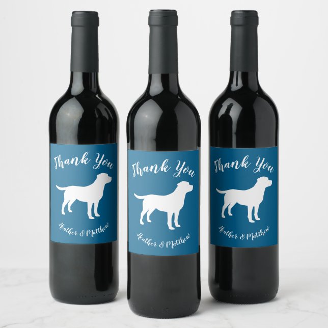 Labrador Dog Baby Shower Blue Boy Lab Wine Label (Bottles)