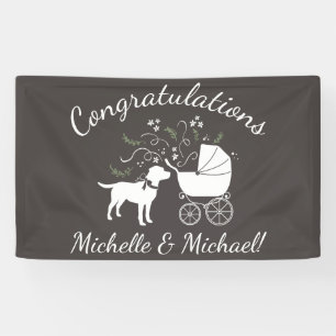 Labrador Dog Baby Shower Lab Grey Gender Neutral Banner