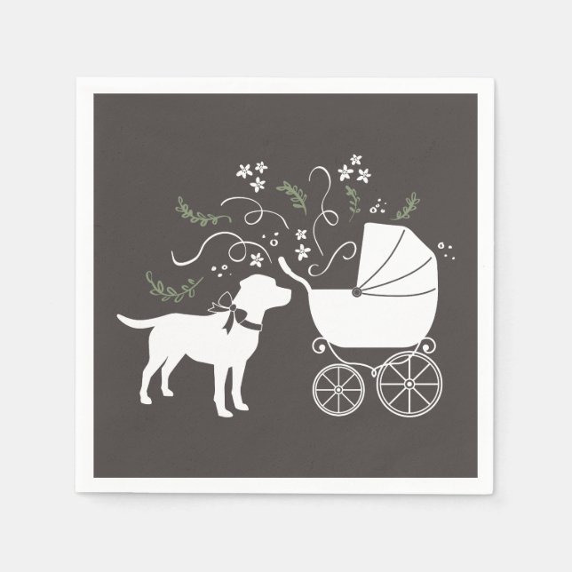 Labrador Dog Baby Shower Lab Grey Gender Neutral Napkin (Front)