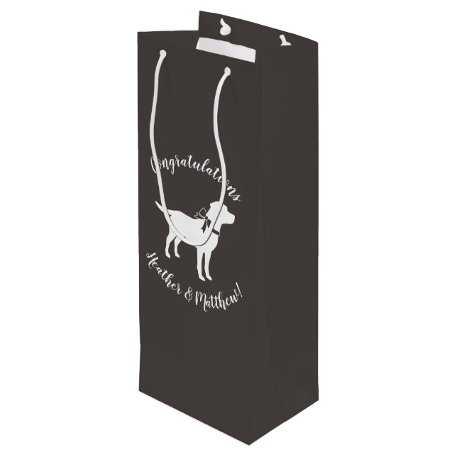 Labrador Dog Baby Shower Lab Grey Gender Neutral Wine Gift Bag (Back Angled)