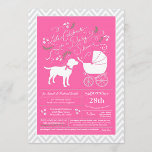 Labrador Dog Baby Shower Lab Pink Girl Invitation