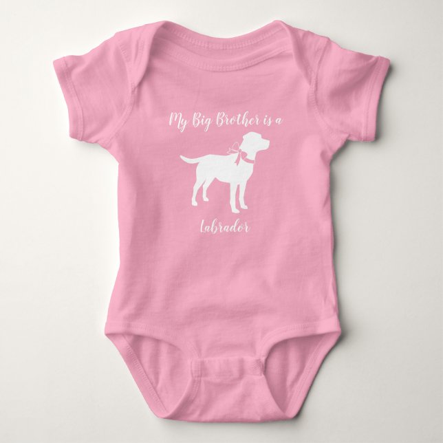 Labrador Dog Baby Shower Pink Girl Lab Bodysuit (Front)