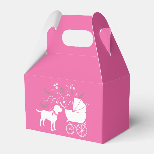 Labrador Dog Baby Shower Pink Girl Lab Favour Box (Front Side)