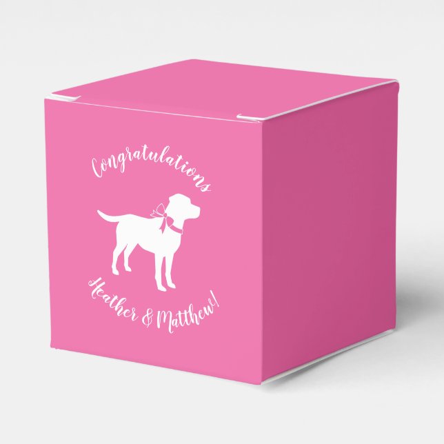 Labrador Dog Baby Shower Pink Girl Lab Favour Box (Front Side)