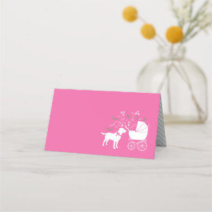Labrador Dog Baby Shower Pink Girl Lab Place Card