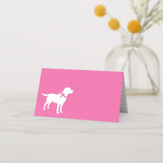 Labrador Dog Baby Shower Pink Girl Lab Place Card (Front)