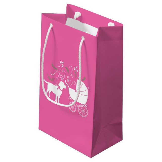 Labrador Dog Baby Shower Pink Girl Lab Small Gift Bag (Back Angled)