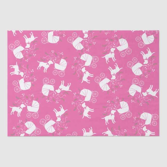 Labrador Dog Baby Shower Pink Girl Lab Tissue Paper (Front)