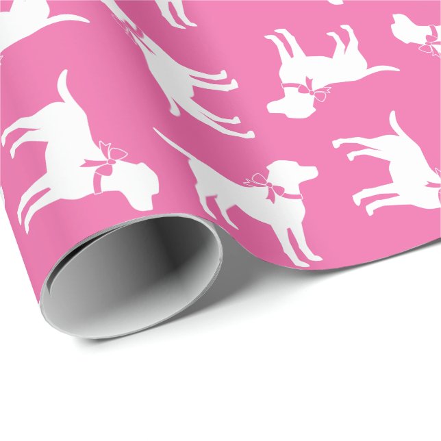 Labrador Dog Baby Shower Pink Girl Lab Wrapping Paper (Roll Corner)