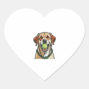 Labrador dog biting tennis ball in his mouth Class Heart Sticker