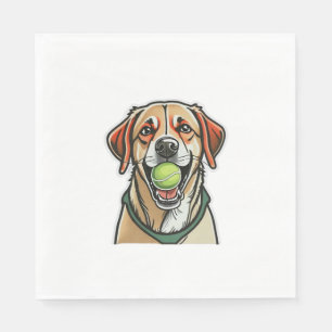 Labrador dog biting tennis ball in his mouth Class Napkin
