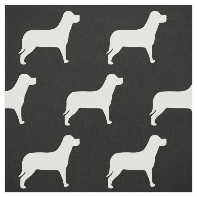 Labrador Dog Black And White Pattern Fabric (Swatch)