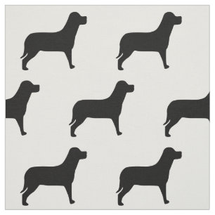 Labrador Dog Black And White Pattern Fabric
