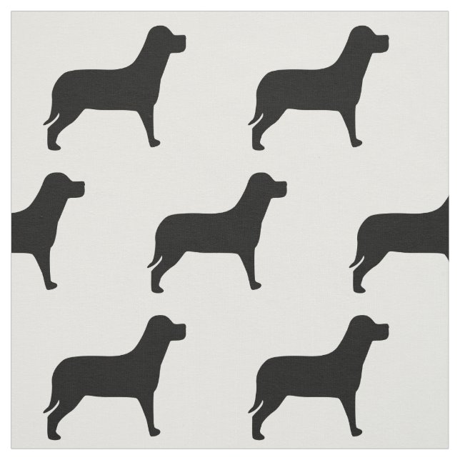 Labrador Dog Black And White Pattern Fabric (Swatch)