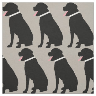 Labrador Dog Black Pattern Fabric