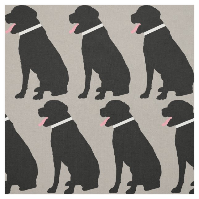 Labrador Dog Black Pattern Fabric (Swatch)