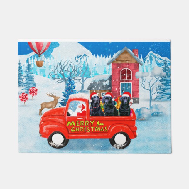 Labrador Dog Christmas Delivery Truck Snow Doormat (Front)