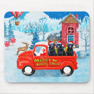 Labrador Dog Christmas Delivery Truck Snow Mouse Pad
