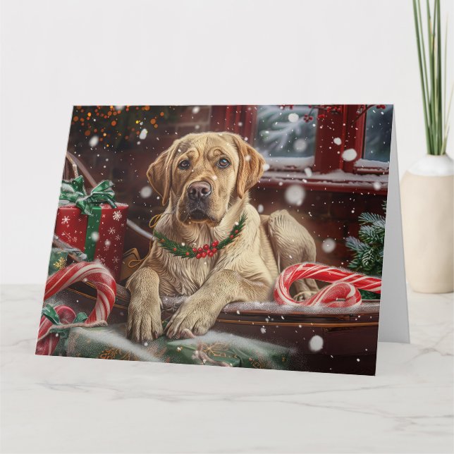 Labrador Dog Christmas Festive Card (Front)