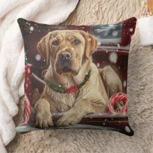 Labrador Dog Christmas Festive Cushion