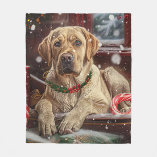 Labrador Dog Christmas Festive Fleece Blanket