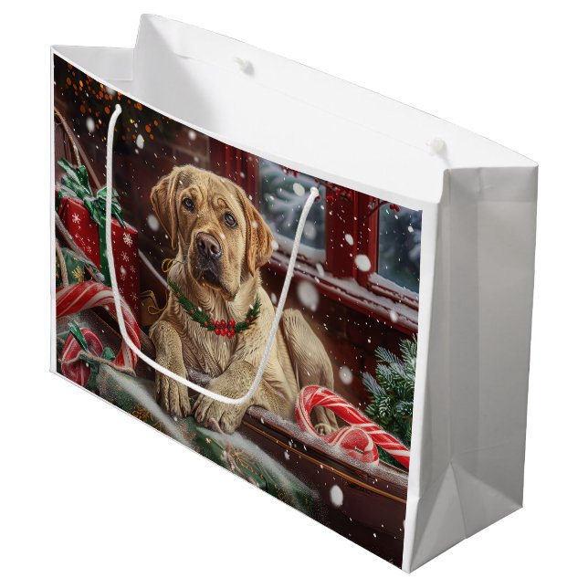 Labrador Dog Christmas Festive Large Gift Bag (Front Angled)