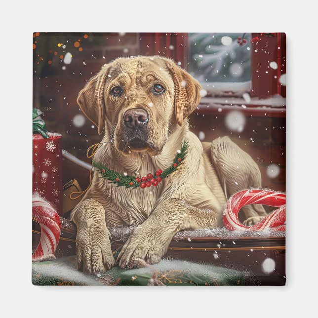Labrador Dog Christmas Festive Magnet (Front)