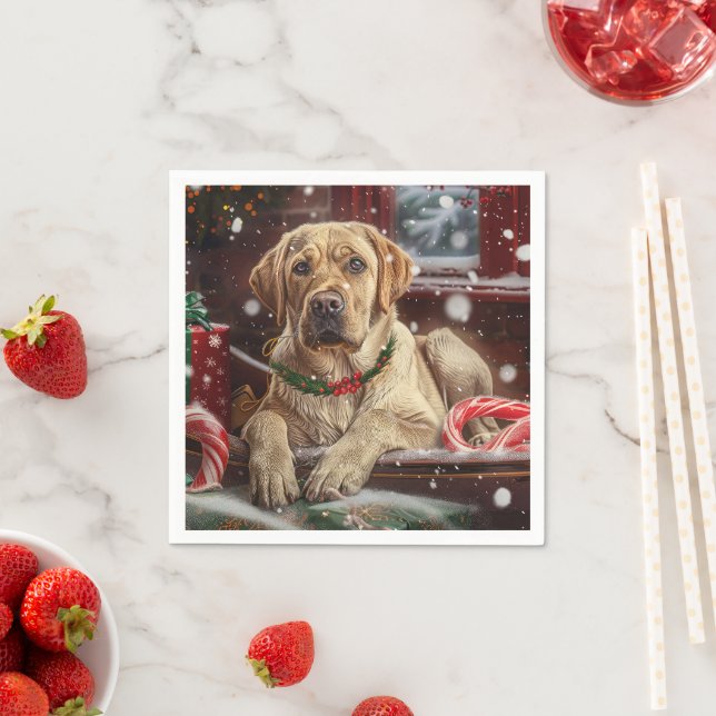 Labrador Dog Christmas Festive Napkin (Insitu)