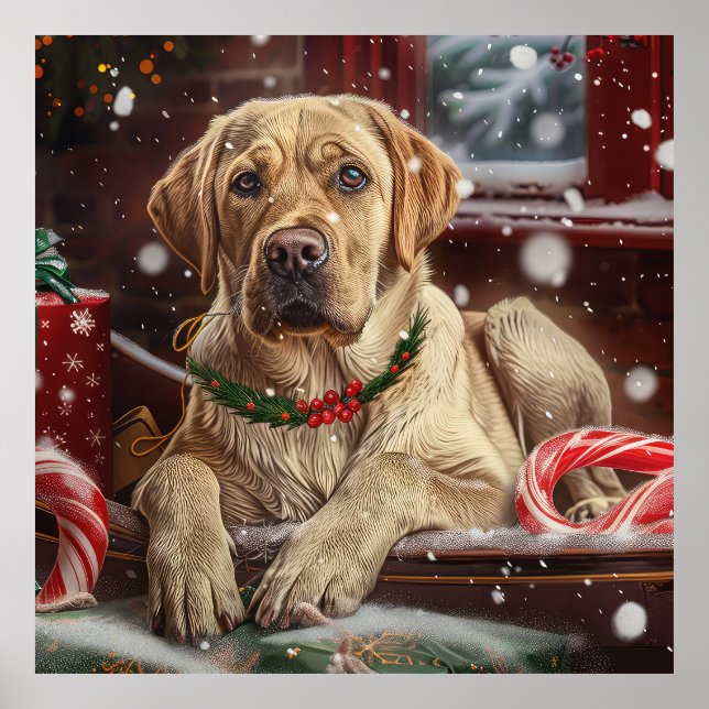 Labrador Dog Christmas Festive Poster (Front)