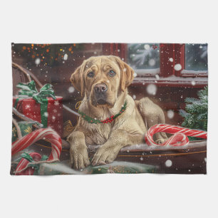 Labrador Dog Christmas Festive Tea Towel