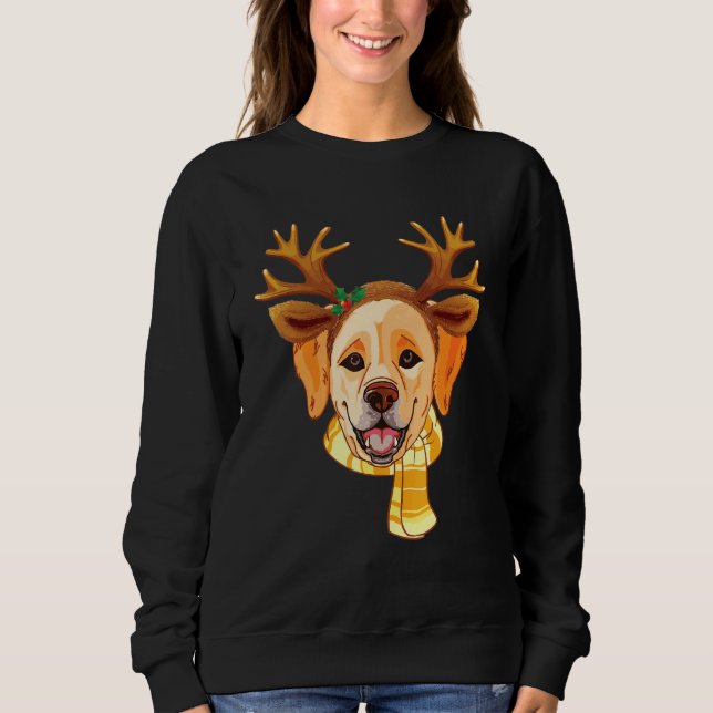 Labrador Dog Christmas Reindeer Antlers Xmas Sweatshirt (Front)