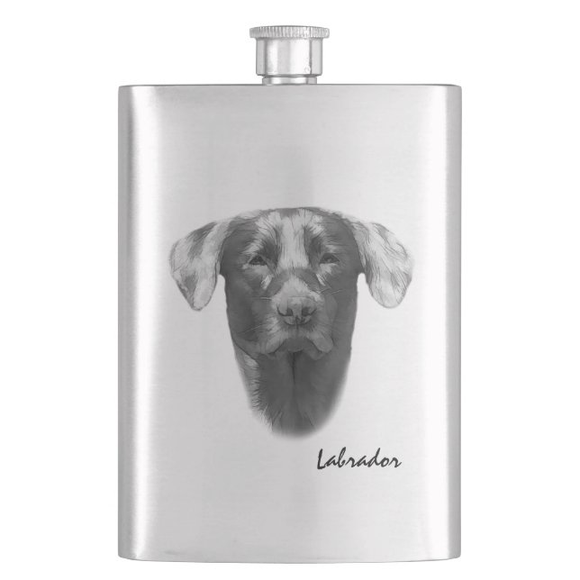 Labrador Dog customisable Hip Flask (Front)
